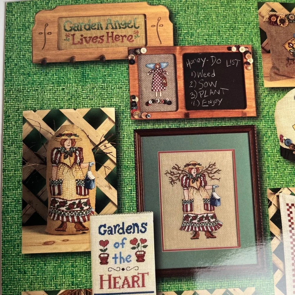 VTG Alma Lynne Gardening‎ Angel Cross Stitch Patterns Book Jeanette Crews 1997